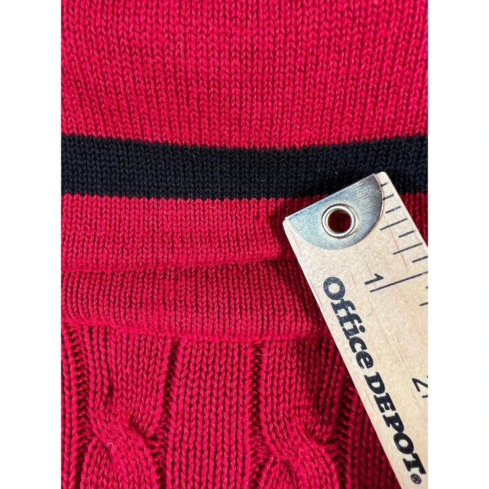 Lauren Ralph Lauren Active Cardigan Sweater Womens Medium Red Crest Cable Knit - Picture 7 of 11